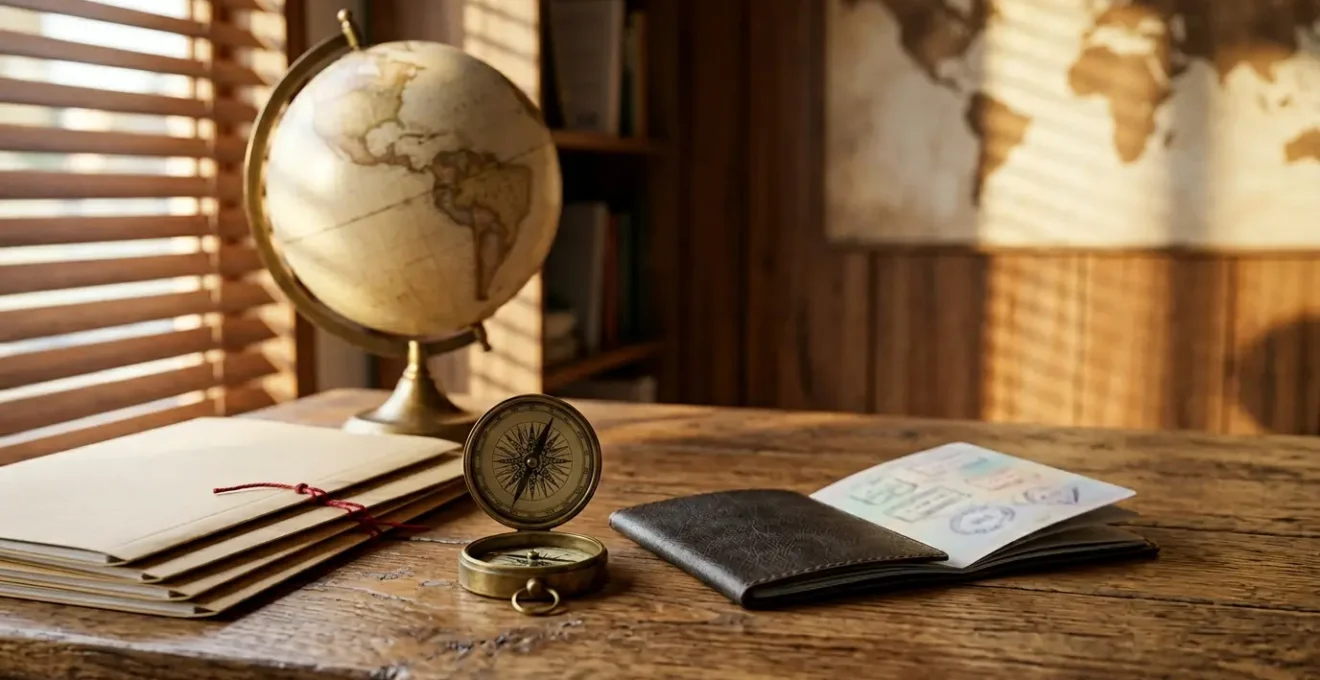 Bureau moderne avec documents fiscaux et carte du monde en arrière-plan