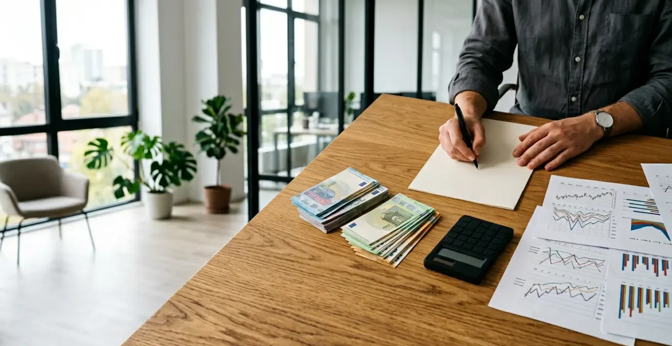 Stratégie d'optimisation fiscale avec graphiques et billets en euro