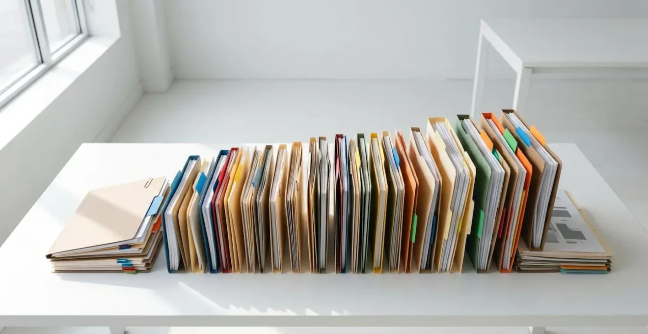 Dossier organisé avec documents classés chronologiquement sur un bureau
