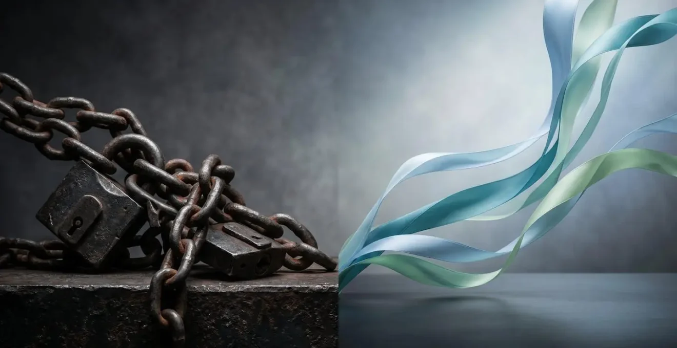 Comparaison visuelle abstraite entre l'ancien système rigide et le nouveau PER flexible