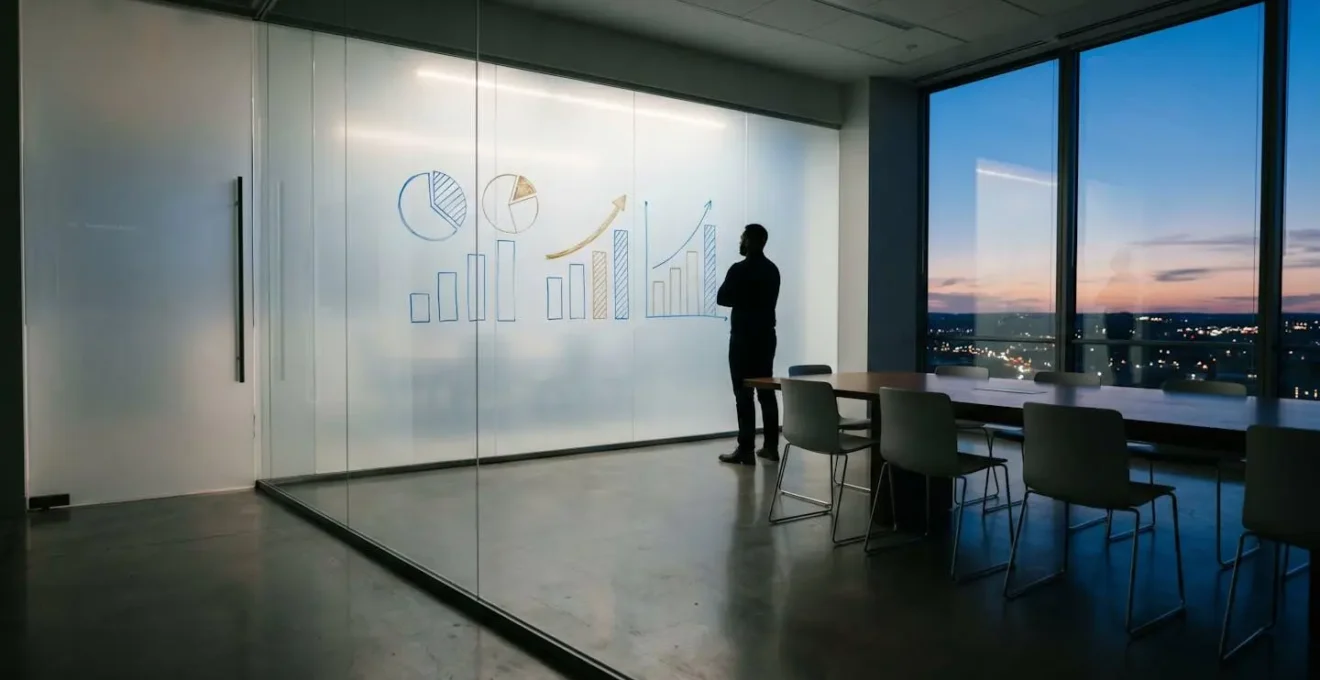 Représentation visuelle abstraite du calcul de l'exit tax avec graphiques et pourcentages
