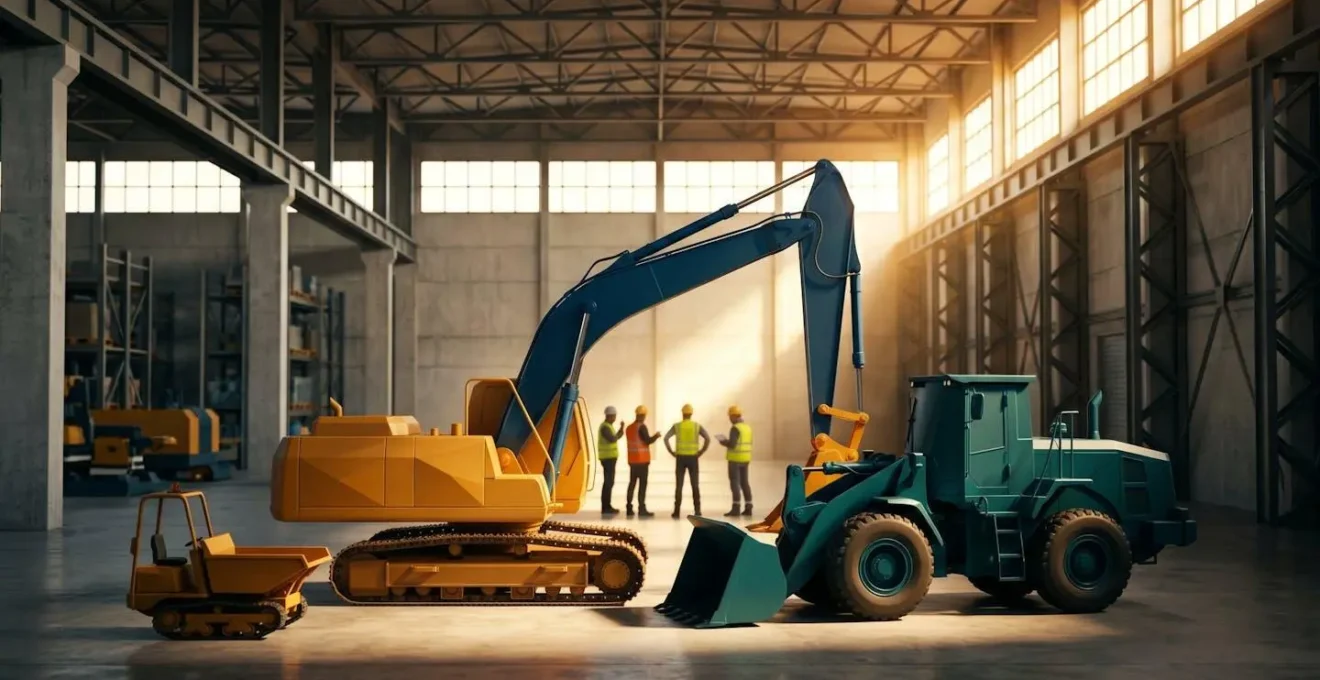 Équipements industriels neufs dans entrepôt ultramarin