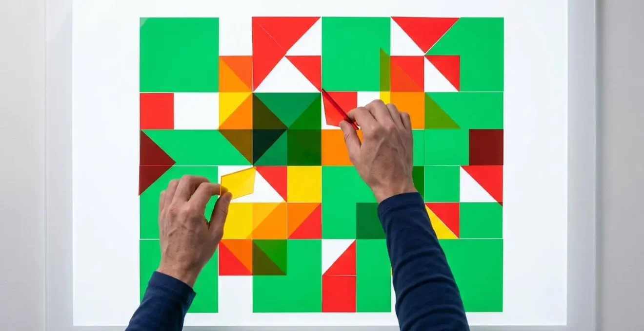 Matrice visuelle d'analyse des contrats d'assurance avec zones colorées représentant les doublons et les manques.